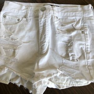 high rise white aeropostale denim shorts